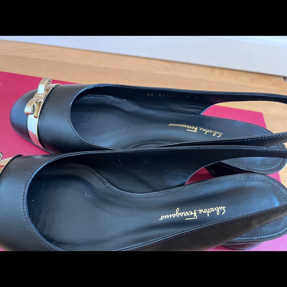 Salvatore Ferragamo black slingback pump
